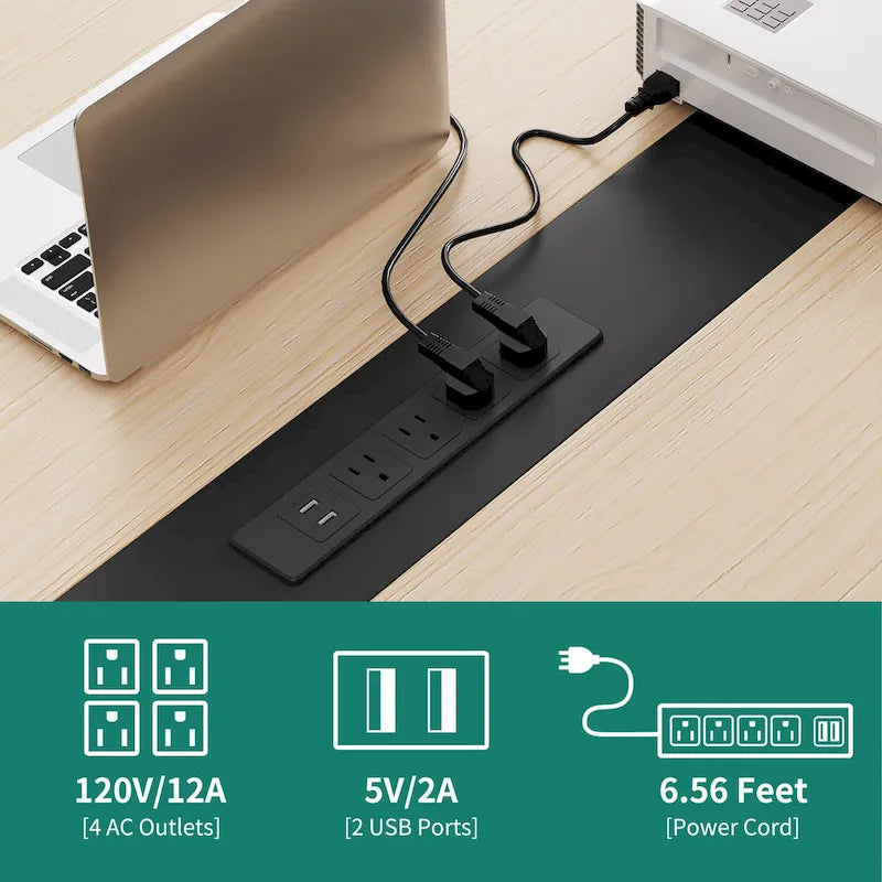 Boat-Shaped Conference Table with Integrated Charging Station & Cable Grommets - 6FT / 8FT