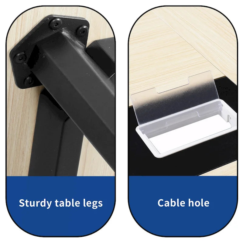 Boat-Shaped Conference Table with Integrated Charging Station & Cable Grommets - 6FT / 8FT
