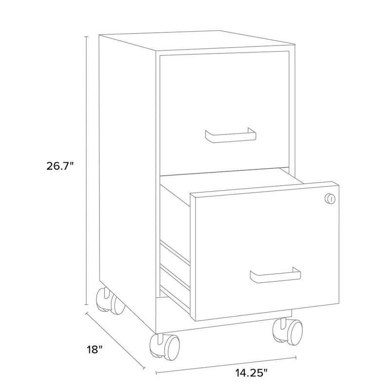 2-Drawer Mobile File Cabinet with Lock, Fits Under Desk