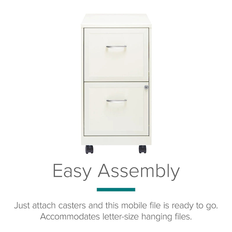 2-Drawer Mobile File Cabinet with Lock, Fits Under Desk