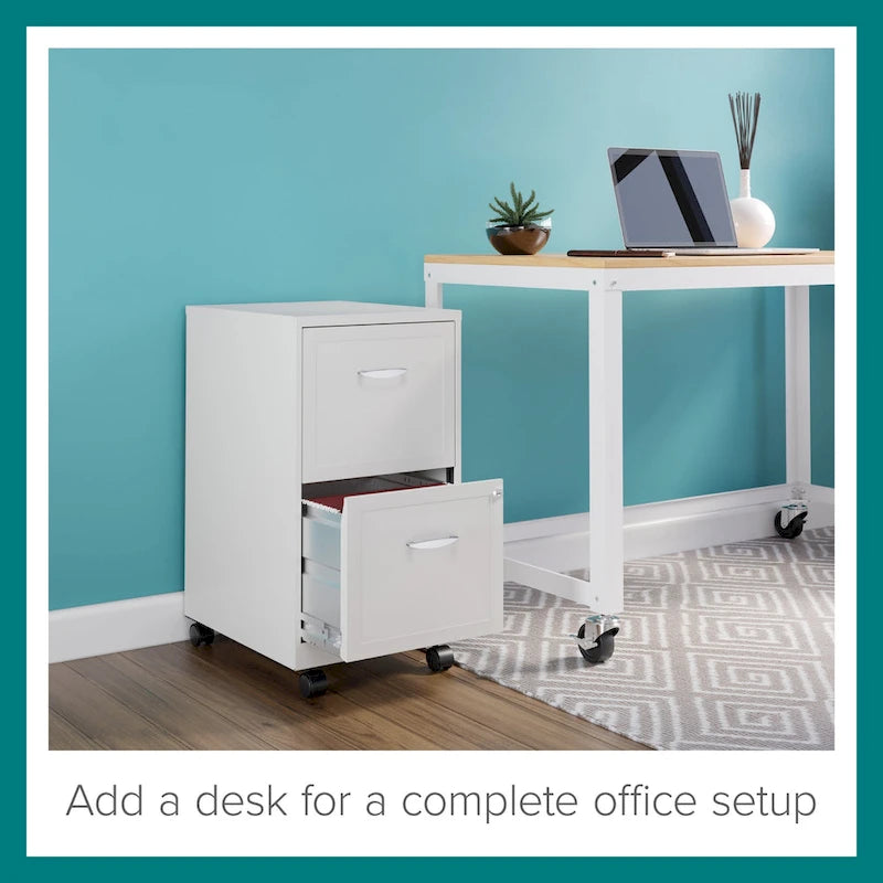 2-Drawer Mobile File Cabinet with Lock, Fits Under Desk
