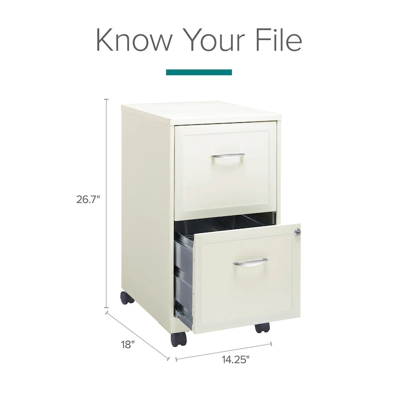 2-Drawer Mobile File Cabinet with Lock, Fits Under Desk