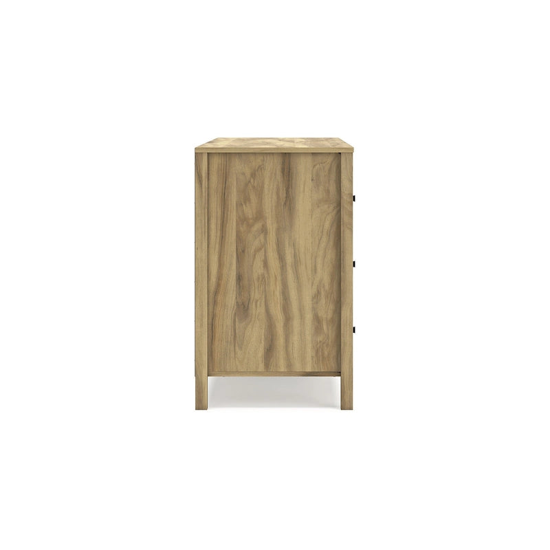 Light Brown Hickory Grain 6-Drawer Dresser