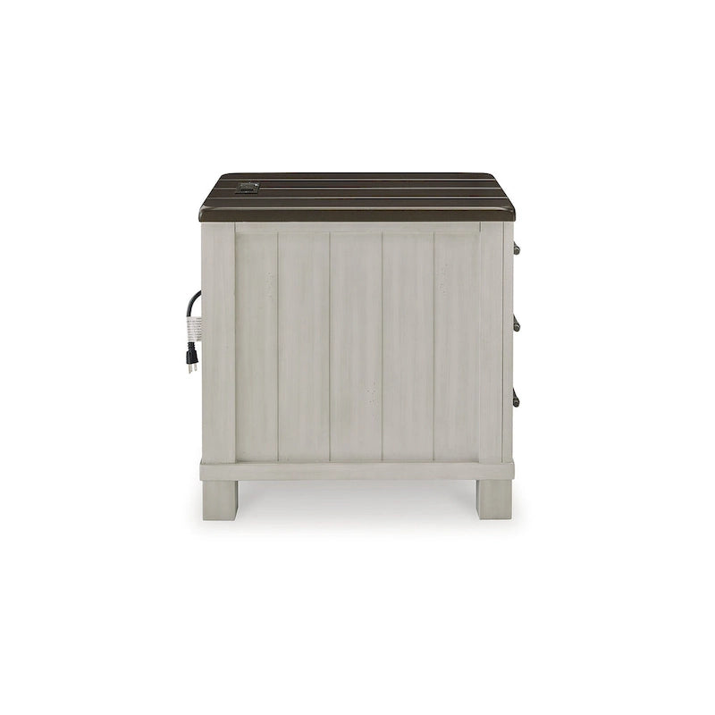 Table d’appoint de style maison de campagne à 3 tiroirs avec 2 ports de recharge USB