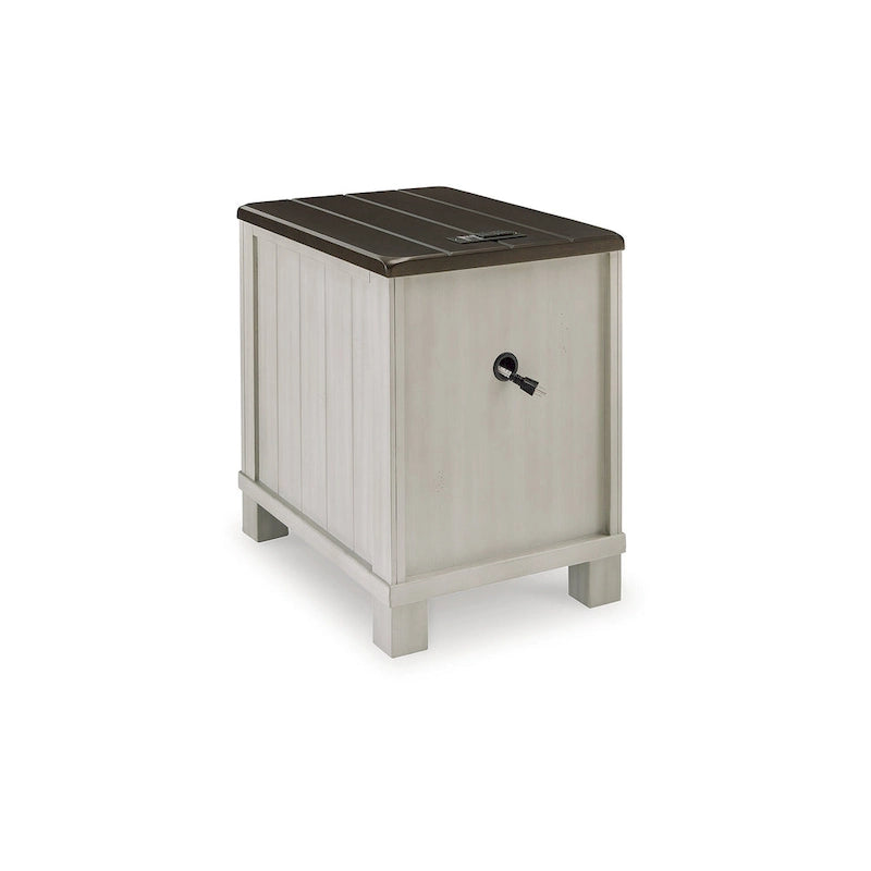 Table d’appoint de style maison de campagne à 3 tiroirs avec 2 ports de recharge USB
