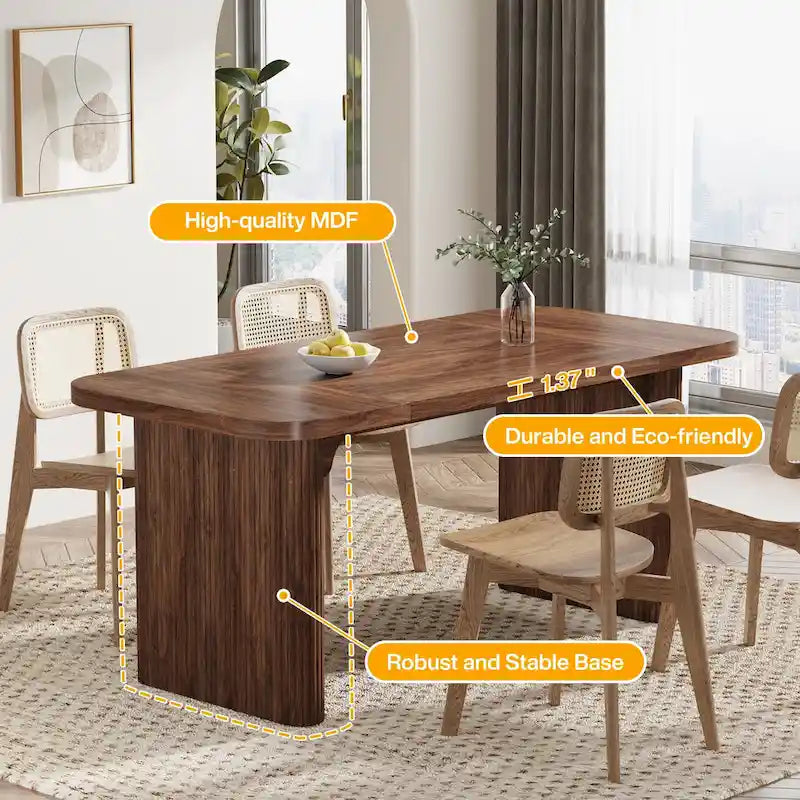 62" Rectangular Dining Table with Lower Shelf, Seats 4–6