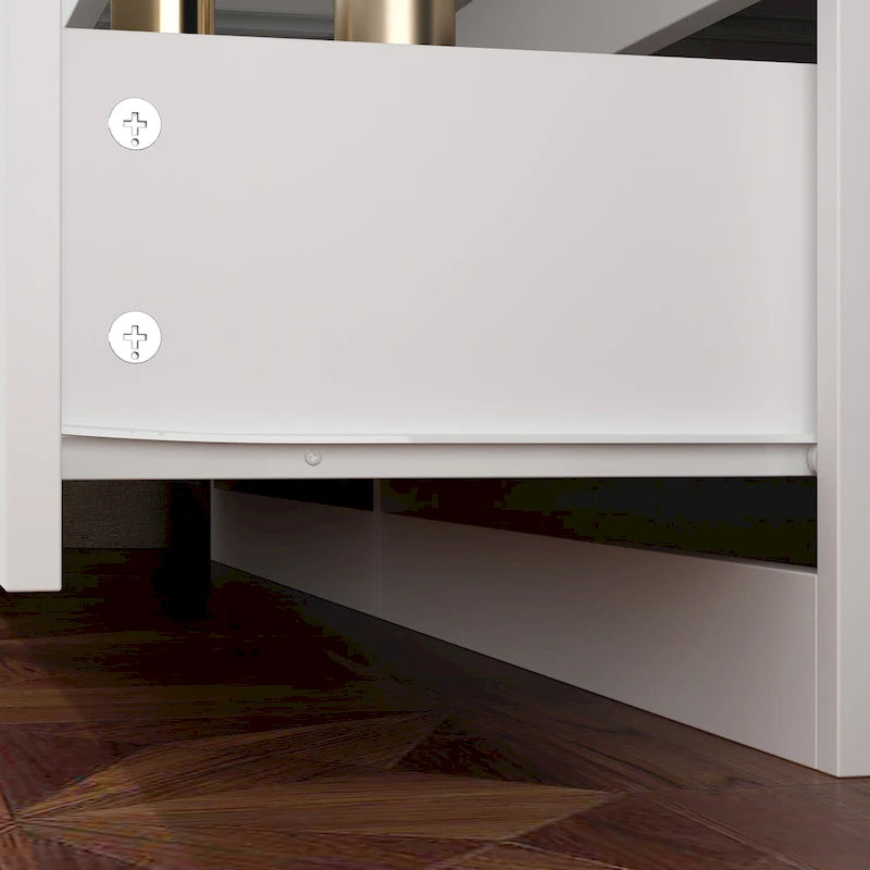 Extendable 9-Drawer Vanity Desk and Dresser in White