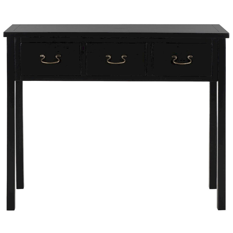3-Drawer Elm Wood Console Table with Tapered Legs