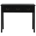 3-Drawer Elm Wood Console Table with Tapered Legs