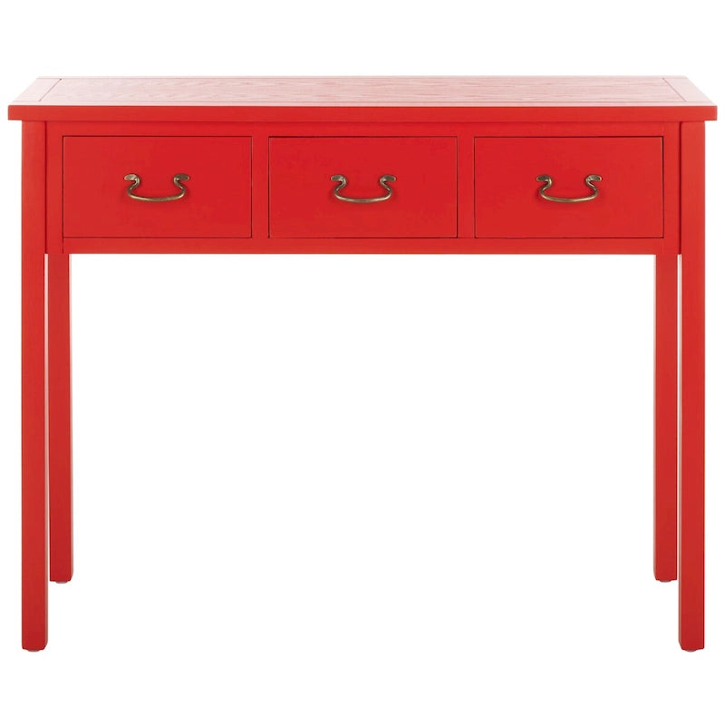 3-Drawer Elm Wood Console Table with Tapered Legs