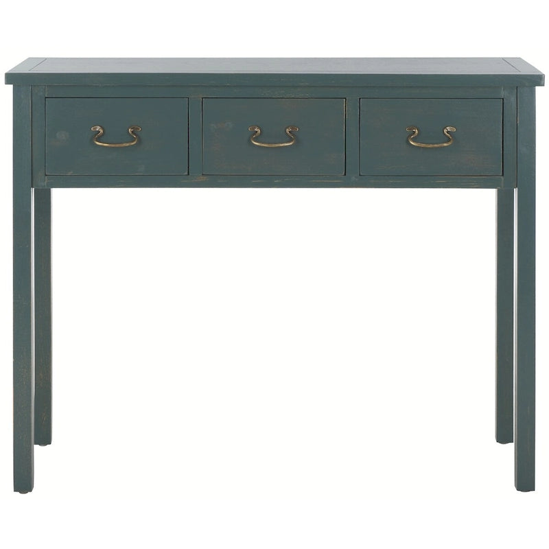 3-Drawer Elm Wood Console Table with Tapered Legs