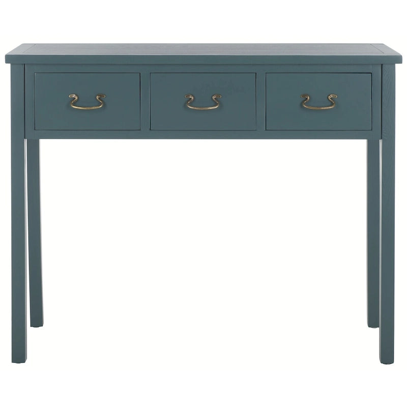 3-Drawer Elm Wood Console Table with Tapered Legs