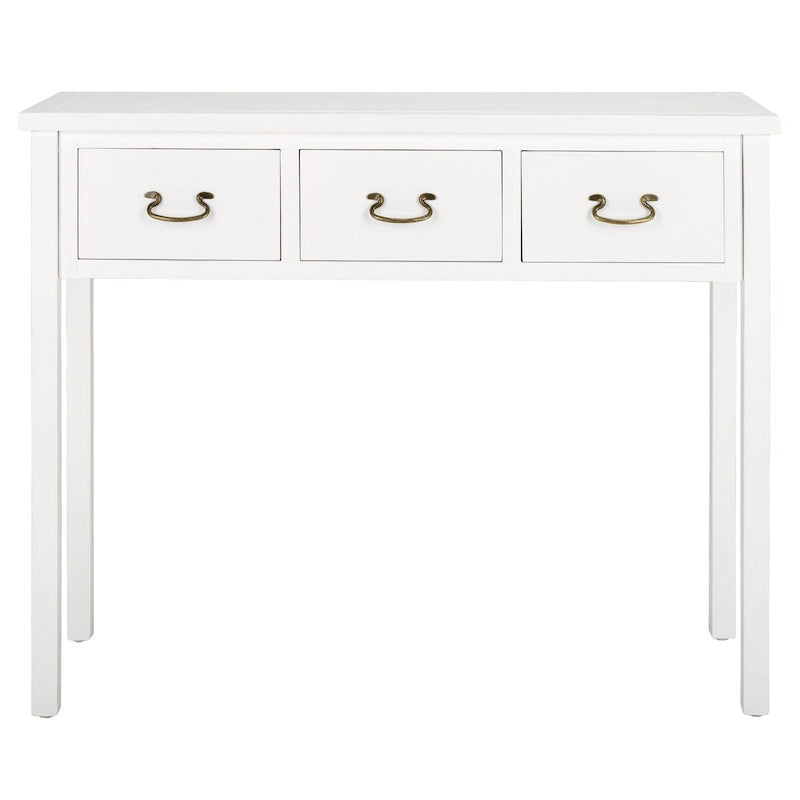 3-Drawer Elm Wood Console Table with Tapered Legs