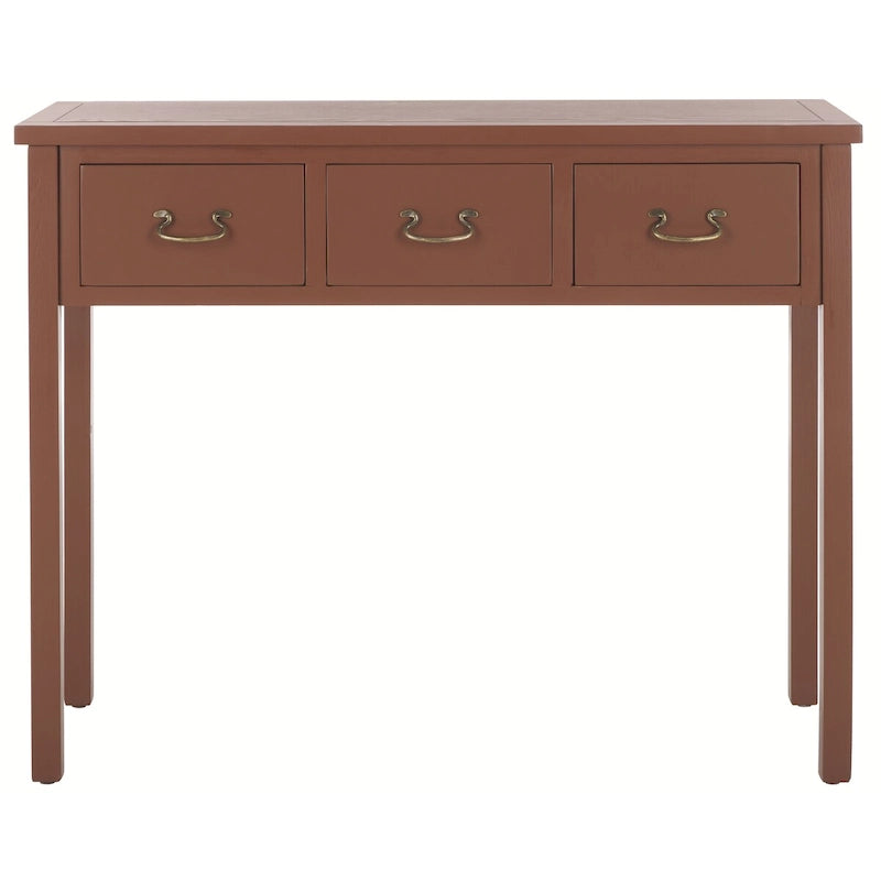 3-Drawer Elm Wood Console Table with Tapered Legs