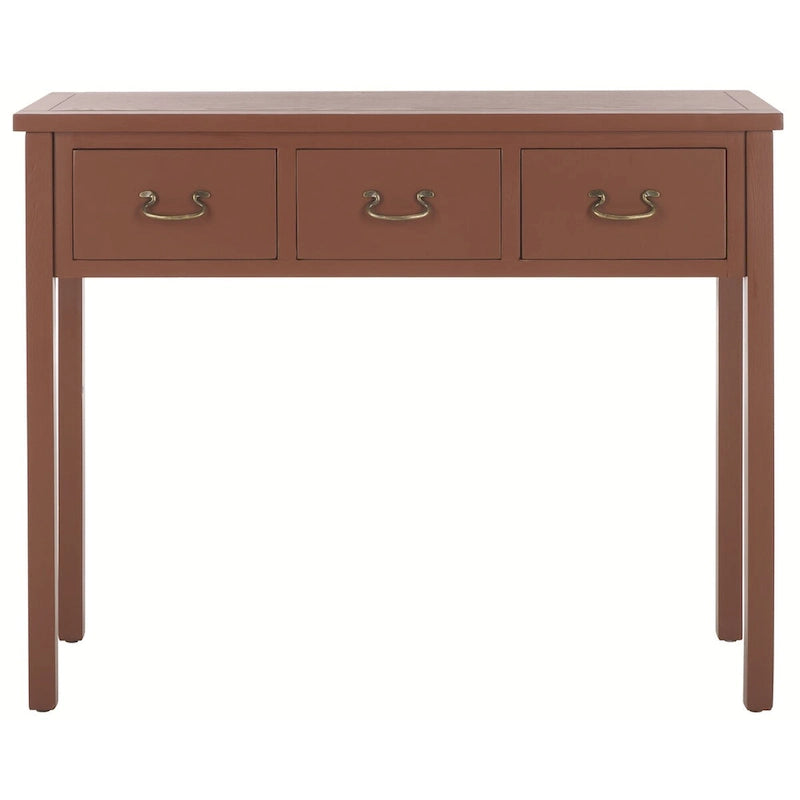 3-Drawer Elm Wood Console Table with Tapered Legs