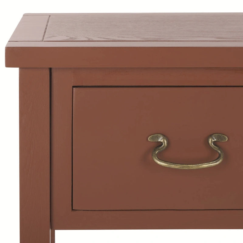 3-Drawer Elm Wood Console Table with Tapered Legs