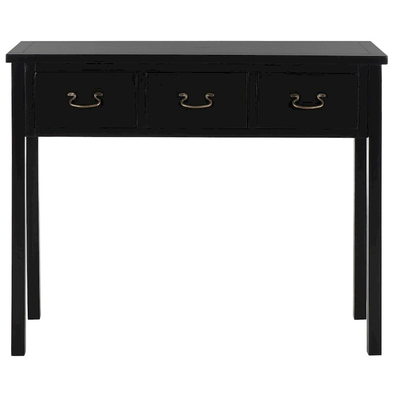 3-Drawer Elm Wood Console Table with Tapered Legs