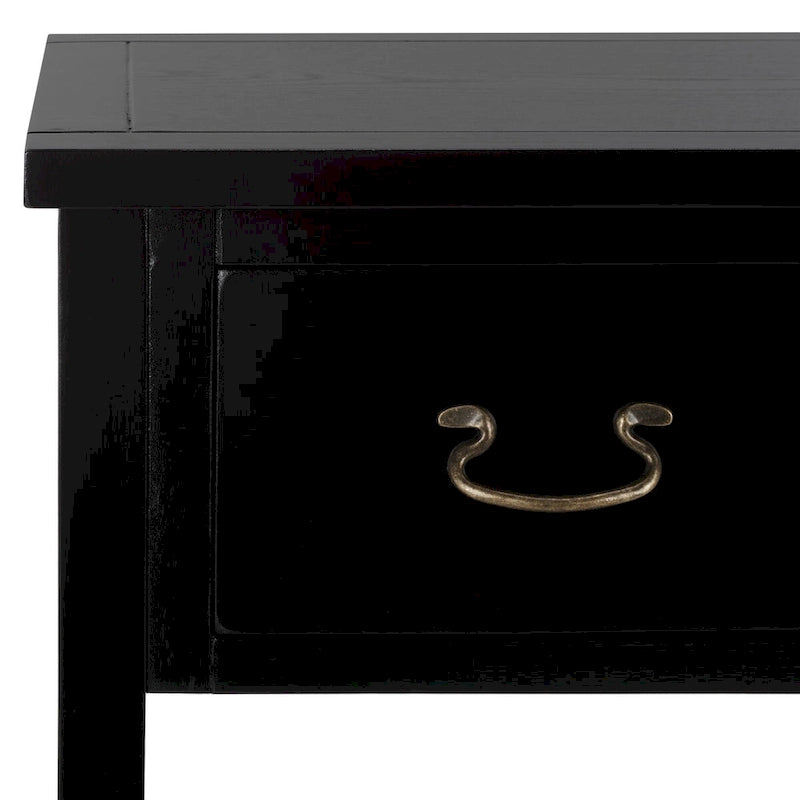3-Drawer Elm Wood Console Table with Tapered Legs