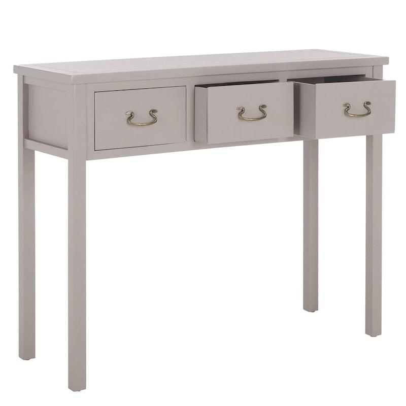 3-Drawer Elm Wood Console Table with Tapered Legs