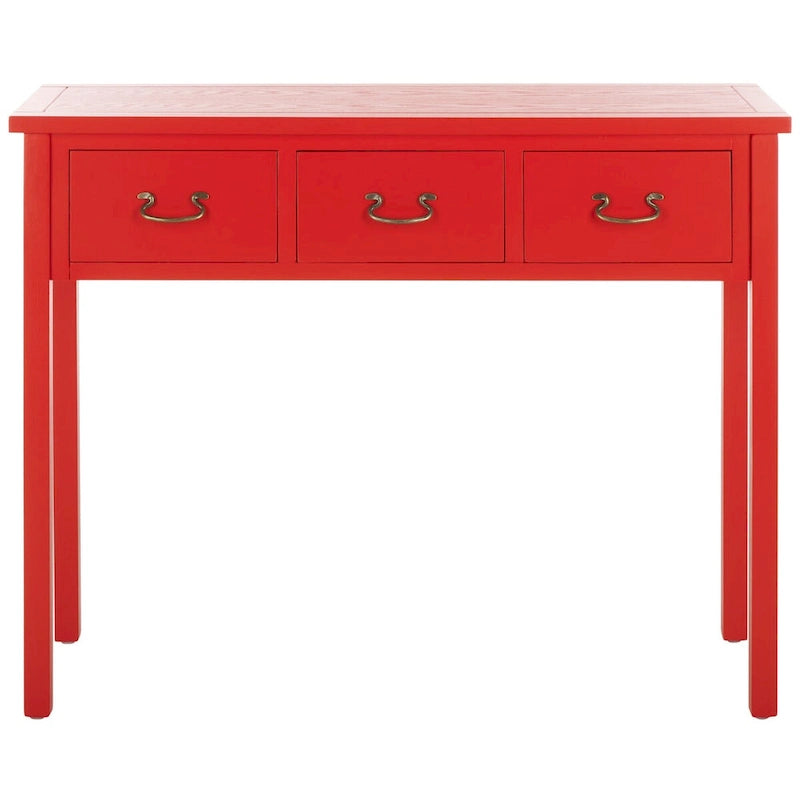 3-Drawer Elm Wood Console Table with Tapered Legs