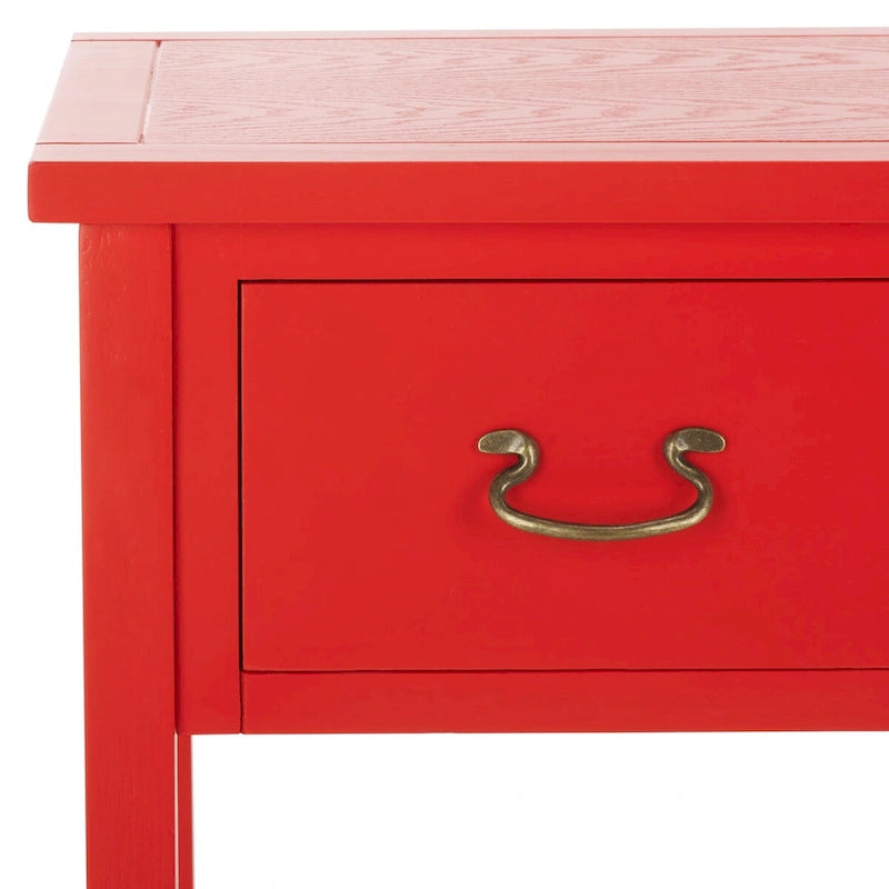 3-Drawer Elm Wood Console Table with Tapered Legs