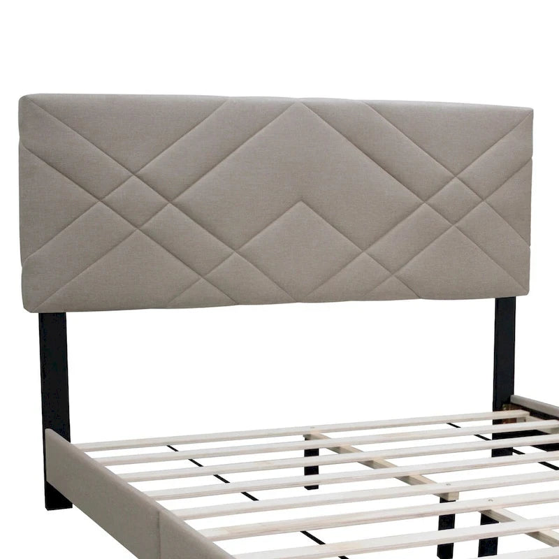 Queen Size Upholstered Platform Bed Frame - Stain-Resistant Fabric, 500 lbs Capacity
