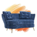 Velvet Loveseat Sofa with Gold Metal Legs — 64" Club Style