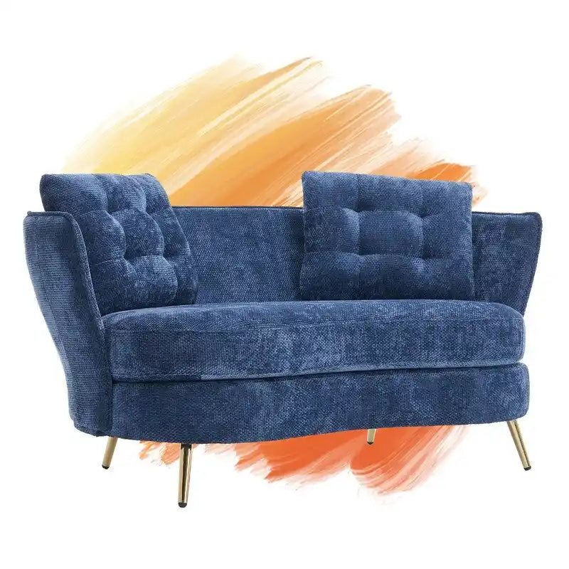 Velvet Loveseat Sofa with Gold Metal Legs — 64" Club Style