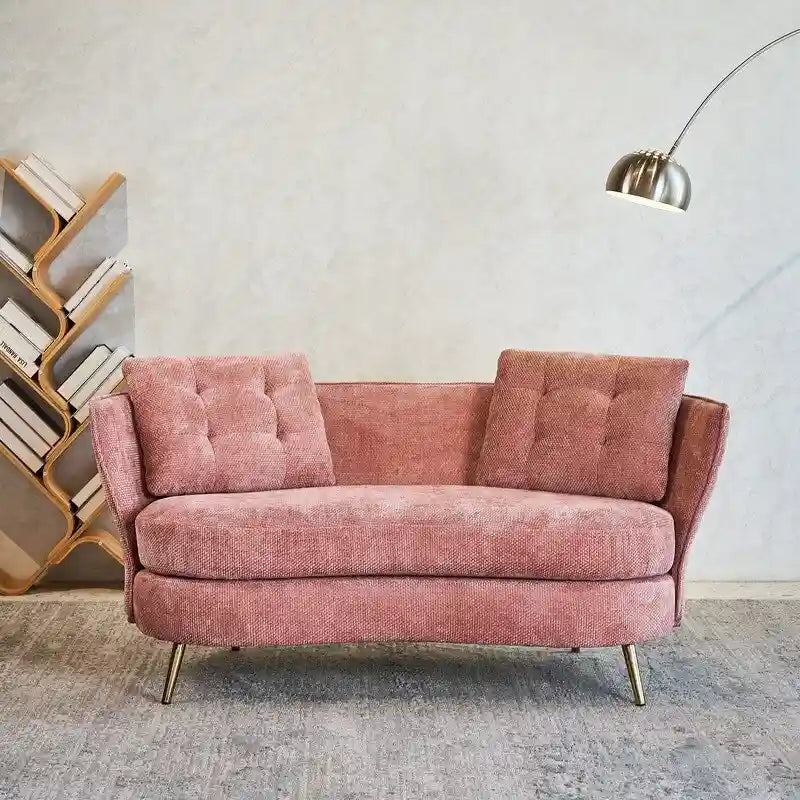 Velvet Loveseat Sofa with Gold Metal Legs — 64" Club Style