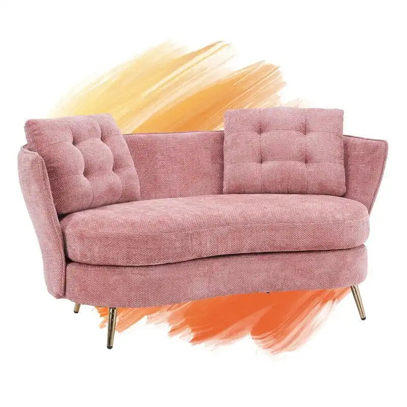 Velvet Loveseat Sofa with Gold Metal Legs — 64" Club Style