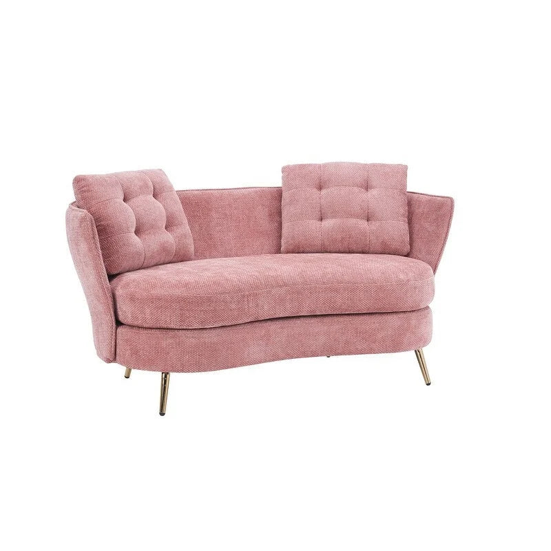 Velvet Loveseat Sofa with Gold Metal Legs — 64" Club Style