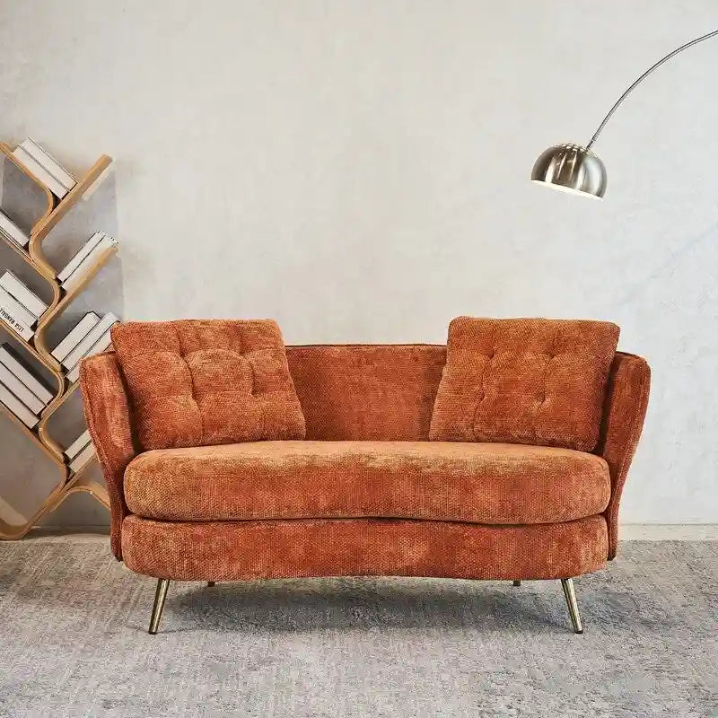 Velvet Loveseat Sofa with Gold Metal Legs — 64" Club Style