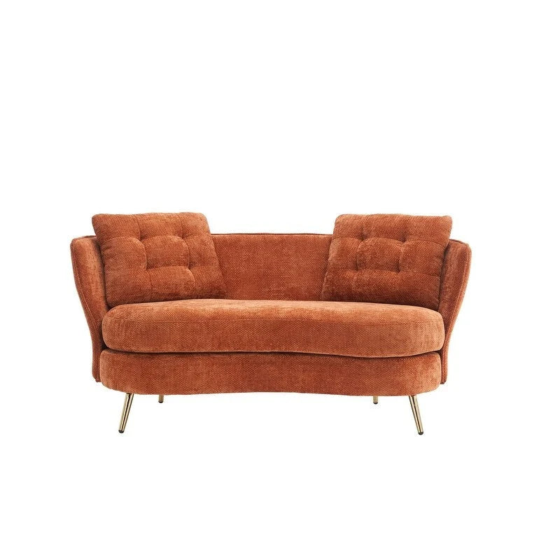 Velvet Loveseat Sofa with Gold Metal Legs — 64" Club Style