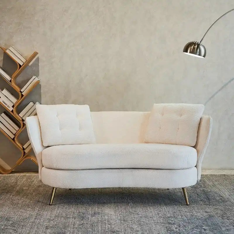 Velvet Loveseat Sofa with Gold Metal Legs — 64" Club Style