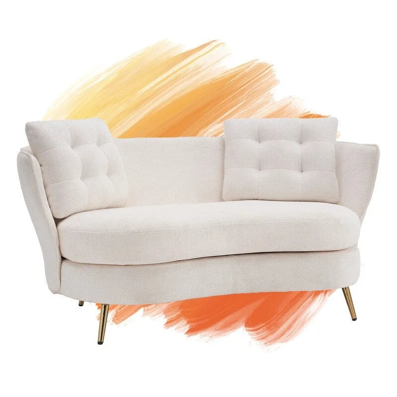 Velvet Loveseat Sofa with Gold Metal Legs — 64" Club Style