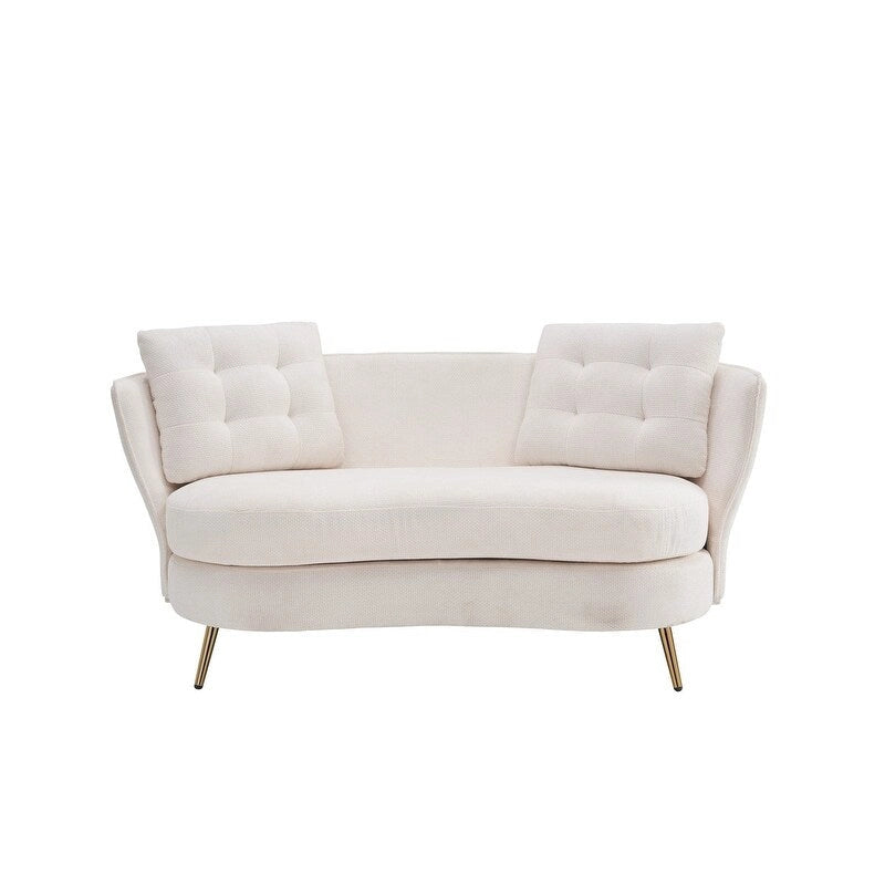 Velvet Loveseat Sofa with Gold Metal Legs — 64" Club Style
