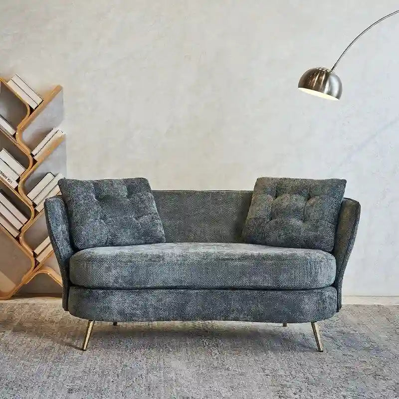 Velvet Loveseat Sofa with Gold Metal Legs — 64" Club Style
