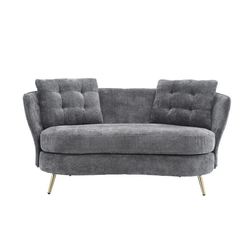Velvet Loveseat Sofa with Gold Metal Legs — 64" Club Style