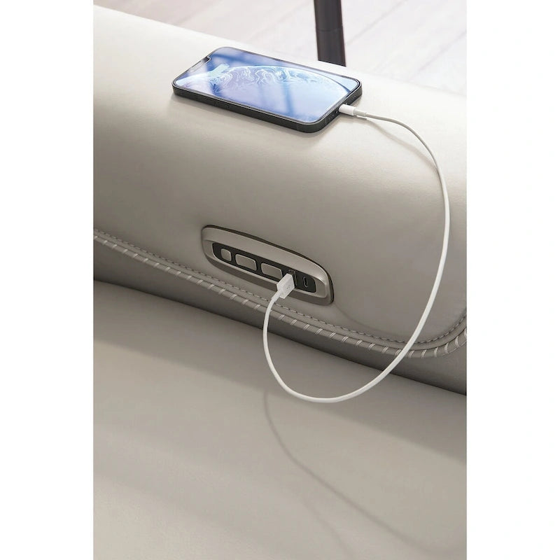 Causeuse inclinable électrique avec appuie-têtes réglables et recharge USB - Largeur de 62"