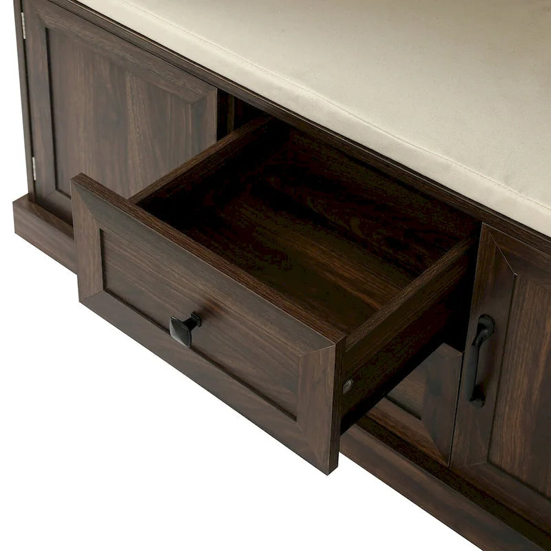 3-in-1 Entryway Hall Tree with Hooks, Open Cubbies, Cushioned Bench & Storage Drawers - 47.2" Wide
