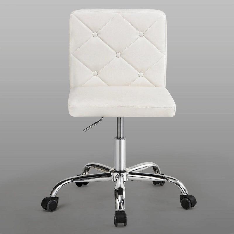 Armless Mid-Back PU Leather Office Chair with Adjustable Height and 360° Swivel