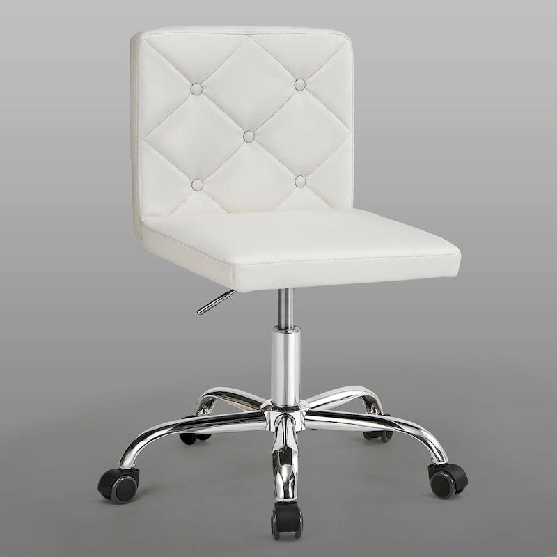Chaise de bureau sans accoudoirs à dossier mi-haut en similicuir PU, hauteur réglable et pivotement à 360°
