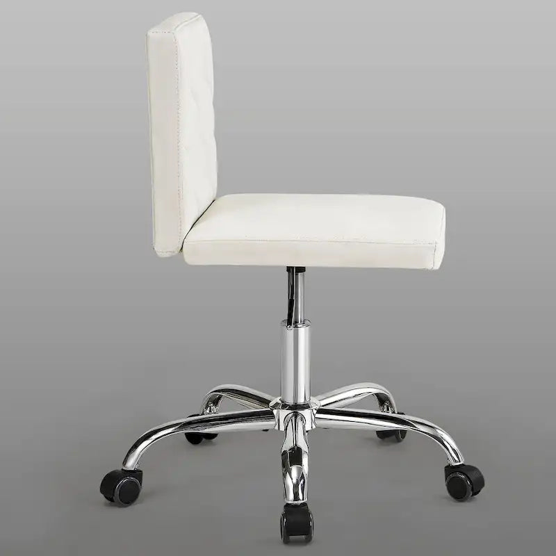 Armless Mid-Back PU Leather Office Chair with Adjustable Height and 360° Swivel