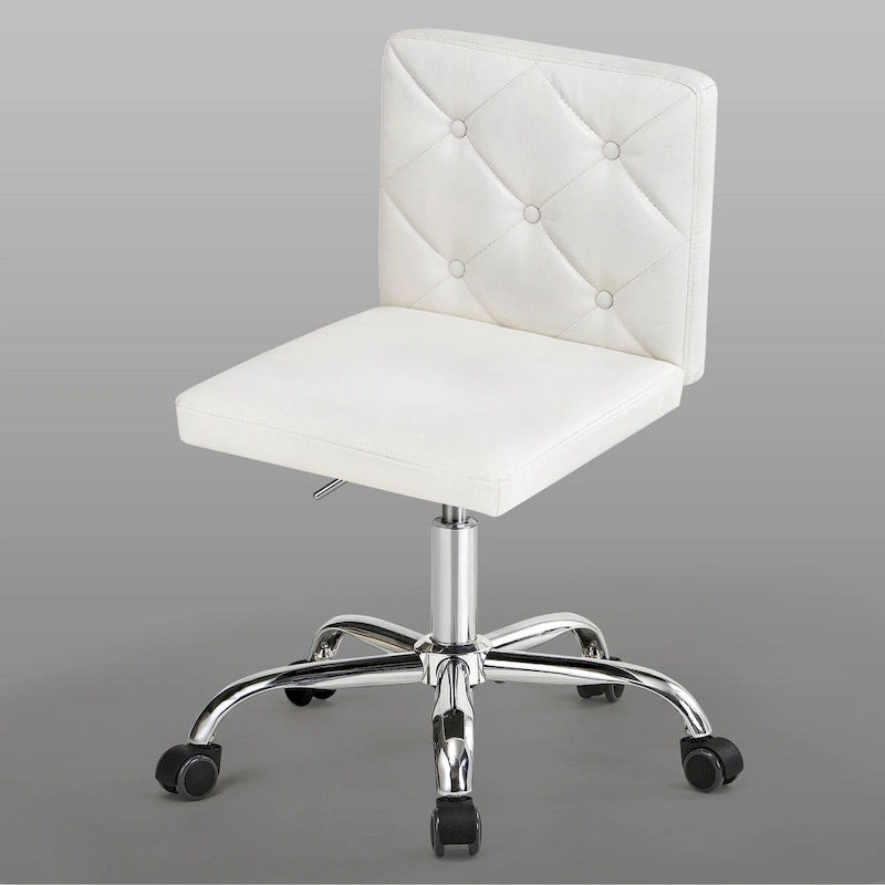 Chaise de bureau sans accoudoirs à dossier mi-haut en similicuir PU, hauteur réglable et pivotement à 360°