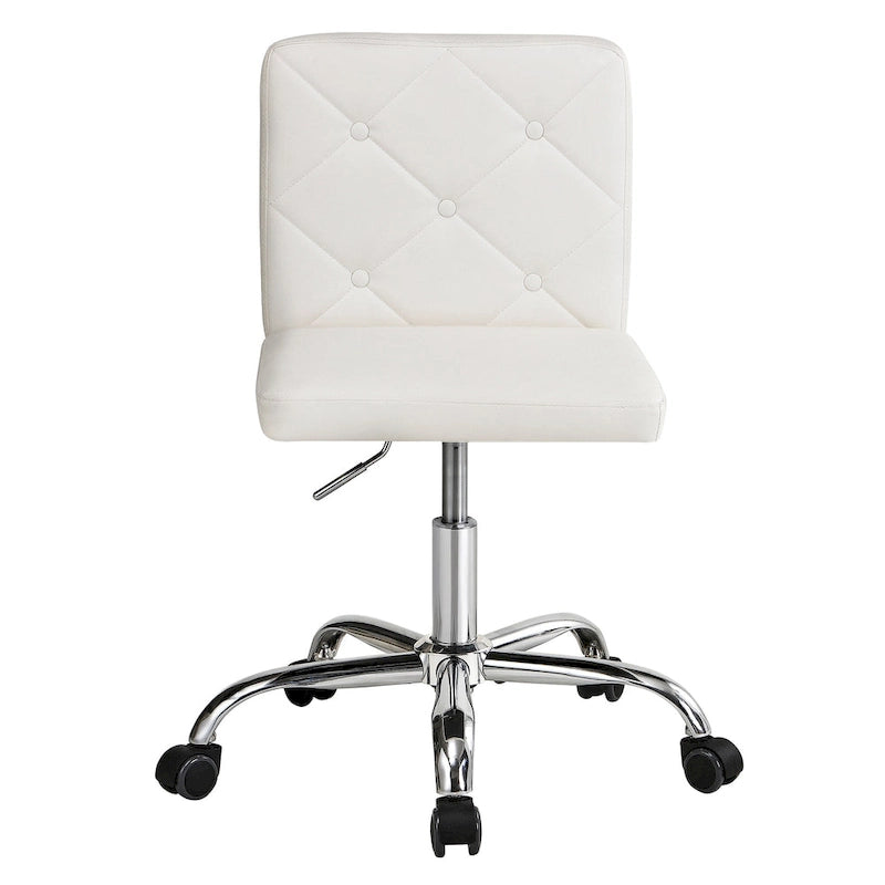Chaise de bureau sans accoudoirs à dossier mi-haut en similicuir PU, hauteur réglable et pivotement à 360°
