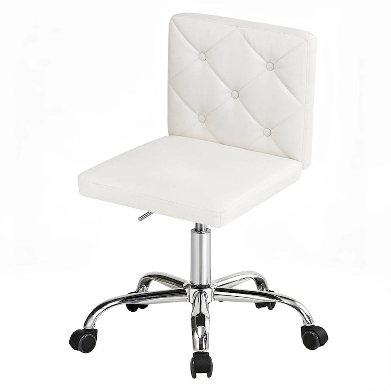 Chaise de bureau sans accoudoirs à dossier mi-haut en similicuir PU, hauteur réglable et pivotement à 360°