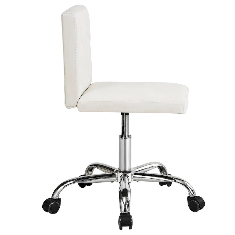 Chaise de bureau sans accoudoirs à dossier mi-haut en similicuir PU, hauteur réglable et pivotement à 360°