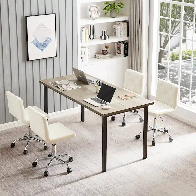 Chaise de bureau sans accoudoirs à dossier mi-haut en similicuir PU, hauteur réglable et pivotement à 360°
