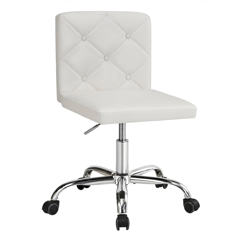Chaise de bureau sans accoudoirs à dossier mi-haut en similicuir PU, hauteur réglable et pivotement à 360°