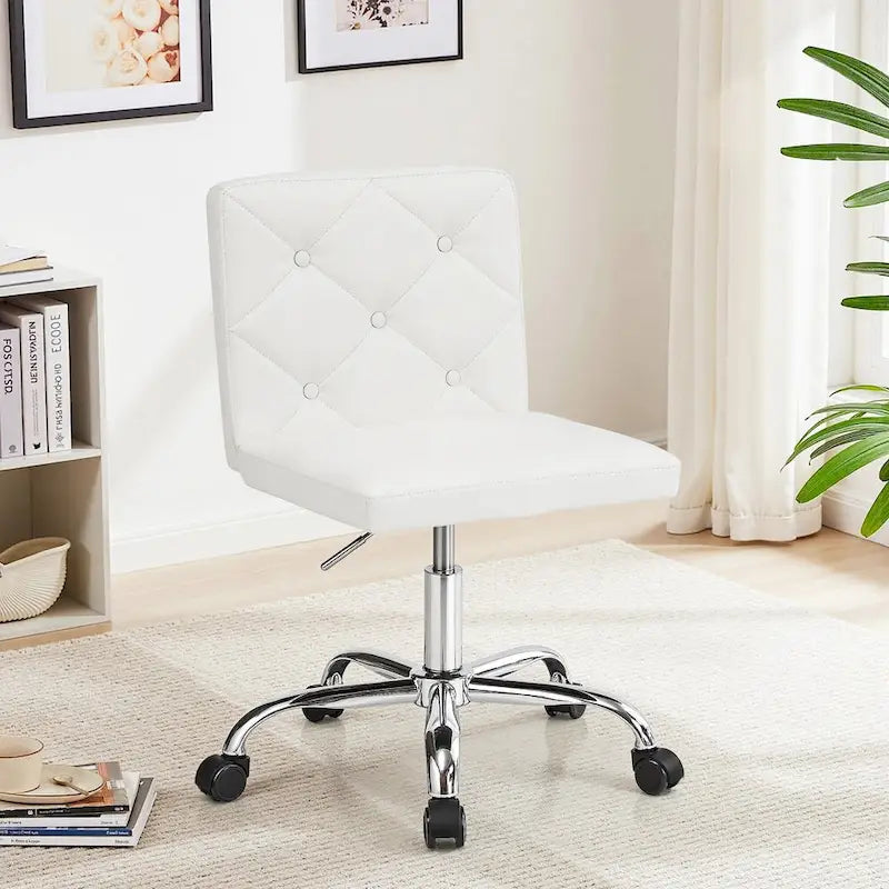 Chaise de bureau sans accoudoirs à dossier mi-haut en similicuir PU, hauteur réglable et pivotement à 360°